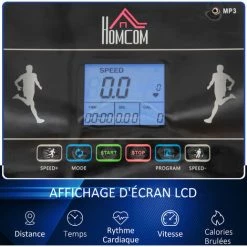 HOMCOM Tapis De Course électrique Pliable 1-12Km/h 400W Grand écran LED Multifonction 12 Programmes Clé Sécurité Acier ABS Noir Blanc 11 HOMCOM Tapis De Course électrique Pliable 1-12Km/h 400W Grand écran LED Multifonction 12 Programmes Clé Sécurité Acier ABS Noir Blanc -France HOMCOM Soldes 2022 52476686 5
