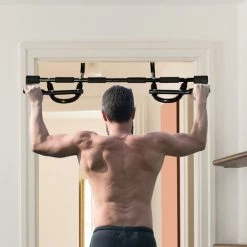 HOMCOM Barre De Traction - Barre De Porte - Pull Up Bar - Barre D'étirement Musculation Pour Cadres De Porte - Acier Noir - Noir -France HOMCOM Soldes 2022 52476688 4