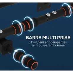 HOMCOM Barre De Traction Murale - Barre De Fitness Fixation Murale - 3 Prises Possibles - Charge Max. 120 Kg Acier Noir Rouge - Noir 11 HOMCOM Barre De Traction Murale - Barre De Fitness Fixation Murale - 3 Prises Possibles - Charge Max. 120 Kg Acier Noir Rouge - Noir -France HOMCOM Soldes 2022 52476689 5