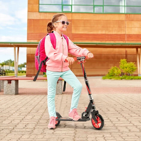 HOMCOM Trottinette Pliable Enfant 3-6 Ans Frein à Friction Arrière Hauteur Guidon Réglable 3 Niv. Acier Noir Rouge 4 HOMCOM Trottinette Pliable Enfant 3-6 Ans Frein à Friction Arrière Hauteur Guidon Réglable 3 Niv. Acier Noir Rouge – Image 2