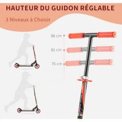 HOMCOM Trottinette Pliable Enfant 3-6 Ans Frein à Friction Arrière Hauteur Guidon Réglable 3 Niv. Acier Noir Rouge 11 HOMCOM Trottinette Pliable Enfant 3-6 Ans Frein à Friction Arrière Hauteur Guidon Réglable 3 Niv. Acier Noir Rouge -France HOMCOM Soldes 2022 52476690 5