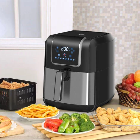 HOMCOM Friteuse à Air 1700W 6,5L - Friteuse Sans Huile Multifonction 8 Programmes - Température Réglable - Timer 60 Min. - Gris Noir - Noir 4 HOMCOM Friteuse à Air 1700W 6,5L - Friteuse Sans Huile Multifonction 8 Programmes - Température Réglable - Timer 60 Min. - Gris Noir - Noir – Image 2