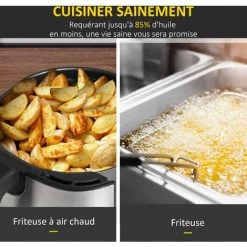 HOMCOM Friteuse à Air 1700W 6,5L - Friteuse Sans Huile Multifonction 8 Programmes - Température Réglable - Timer 60 Min. - Gris Noir - Noir 11 HOMCOM Friteuse à Air 1700W 6,5L - Friteuse Sans Huile Multifonction 8 Programmes - Température Réglable - Timer 60 Min. - Gris Noir - Noir -France HOMCOM Soldes 2022 53451026 5