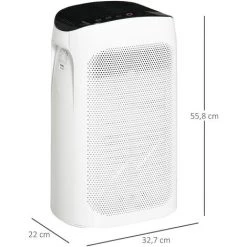 HOMCOM Purificateur D'air 42W 3 Vitesses 3 Niveaux - Filtre HEPA, Charbon Actif, Coton - Jusqu'à 35m² - Débit D'air Pur 210m³/h - Timer - ABS Blanc Noir -France HOMCOM Soldes 2022 53451039 3