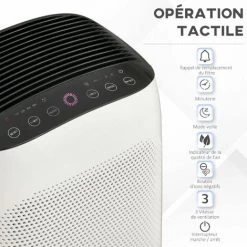 HOMCOM Purificateur D'air 42W 3 Vitesses 3 Niveaux - Filtre HEPA, Charbon Actif, Coton - Jusqu'à 35m² - Débit D'air Pur 210m³/h - Timer - ABS Blanc Noir -France HOMCOM Soldes 2022 53451039 5