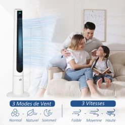 HOMCOM Ventilateur Colonne Tour Oscillant 50 W Ultra Silencieux Télécommande Incluse Timer 3 Modes 3 Vitesses Ø32 X 118H Cm Blanc Noir -France HOMCOM Soldes 2022 53451044 4
