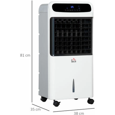 HOMCOM Ventilateur Rafraichisseur Humidificateur Ioniseur 4 En 1 - Roulettes, Télécommande - Silencieux Oscillant 75W - Réservoir 12L Max. - Idéal Pièces 35 M² Max. - Blanc Noir 5 HOMCOM Ventilateur Rafraichisseur Humidificateur Ioniseur 4 En 1 - Roulettes, Télécommande - Silencieux Oscillant 75W - Réservoir 12L Max. - Idéal Pièces 35 M² Max. - Blanc Noir – Image 3