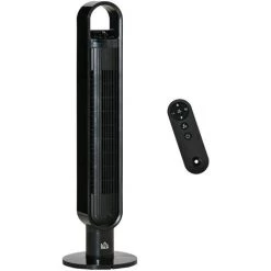 HOMCOM Ventilateur Colonne Tour Oscillant 60 W Ultra Silencieux Télécommande Incluse Minuterie 3 Modes 3 Vitesses Ø 28 X 100 Cm Noir