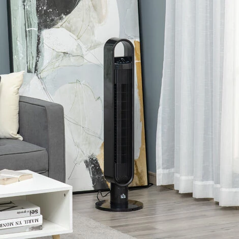 HOMCOM Ventilateur Colonne Tour Oscillant 60 W Ultra Silencieux Télécommande Incluse Minuterie 3 Modes 3 Vitesses Ø 28 X 100 Cm Noir 4 HOMCOM Ventilateur Colonne Tour Oscillant 60 W Ultra Silencieux Télécommande Incluse Minuterie 3 Modes 3 Vitesses Ø 28 X 100 Cm Noir – Image 2
