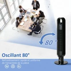 HOMCOM Ventilateur Colonne Tour Oscillant 60 W Ultra Silencieux Télécommande Incluse Minuterie 3 Modes 3 Vitesses Ø 28 X 100 Cm Noir 11 HOMCOM Ventilateur Colonne Tour Oscillant 60 W Ultra Silencieux Télécommande Incluse Minuterie 3 Modes 3 Vitesses Ø 28 X 100 Cm Noir -France HOMCOM Soldes 2022 53451053 5