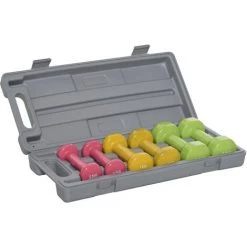 HOMCOM Ensemble D'haltères Courtes Total 6 Kg - Paires De 0,5/1/1,5 Kg Avec Malette - Entraînement Musculaire & Haltérophilie - Acier PU Multicolore