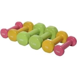 HOMCOM Ensemble D'haltères Courtes Total 6 Kg - Paires De 0,5/1/1,5 Kg Avec Malette - Entraînement Musculaire & Haltérophilie - Acier PU Multicolore -France HOMCOM Soldes 2022 53451216 5