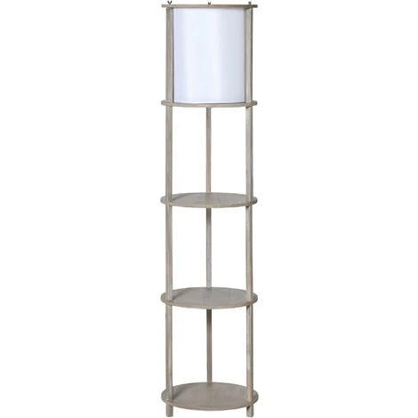 HOMCOM Lampadaire Design Contemporain 3 étagères Intégrées 40 W Max. Dim. Ø 35 X 154H Cm Pin Gris Effet Vieilli Abat-jour Polyester Coton Blanc - Gris 3 HOMCOM Lampadaire Design Contemporain 3 étagères Intégrées 40 W Max. Dim. Ø 35 X 154H Cm Pin Gris Effet Vieilli Abat-jour Polyester Coton Blanc - Gris