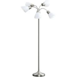 HOMCOM Lampadaire 5 Abat-jours Rotatifs Réglables 40 W Max. Dim. 45L X 45l X 160H Cm - Acier Bronze - Gris