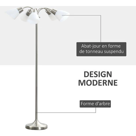 HOMCOM Lampadaire 5 Abat-jours Rotatifs Réglables 40 W Max. Dim. 45L X 45l X 160H Cm - Acier Bronze - Gris 6 HOMCOM Lampadaire 5 Abat-jours Rotatifs Réglables 40 W Max. Dim. 45L X 45l X 160H Cm - Acier Bronze - Gris – Image 4