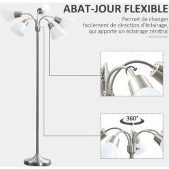 HOMCOM Lampadaire 5 Abat-jours Rotatifs Réglables 40 W Max. Dim. 45L X 45l X 160H Cm - Acier Bronze - Gris 11 HOMCOM Lampadaire 5 Abat-jours Rotatifs Réglables 40 W Max. Dim. 45L X 45l X 160H Cm - Acier Bronze - Gris -France HOMCOM Soldes 2022 53591994 5