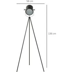 HOMCOM Lampadaire Trépied Style Industriel Orientation Projecteur Réglable Métal Noir - Noir 9 HOMCOM Lampadaire Trépied Style Industriel Orientation Projecteur Réglable Métal Noir - Noir -France HOMCOM Soldes 2022 53591995 3