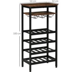 HOMCOM Casier à Vin Avec étagères Capacité 20 Bouteilles - Porte-bouteilles Porte-verres Style Industriel Dim. 50L X 32l X 100H Cm - Métal Noir Aspect Bois Vieilli 9 HOMCOM Casier à Vin Avec étagères Capacité 20 Bouteilles - Porte-bouteilles Porte-verres Style Industriel Dim. 50L X 32l X 100H Cm - Métal Noir Aspect Bois Vieilli -France HOMCOM Soldes 2022 53829895 3