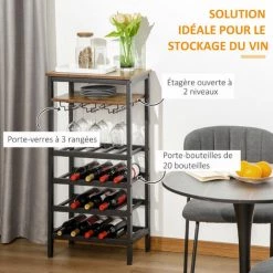 HOMCOM Casier à Vin Avec étagères Capacité 20 Bouteilles - Porte-bouteilles Porte-verres Style Industriel Dim. 50L X 32l X 100H Cm - Métal Noir Aspect Bois Vieilli 10 HOMCOM Casier à Vin Avec étagères Capacité 20 Bouteilles - Porte-bouteilles Porte-verres Style Industriel Dim. 50L X 32l X 100H Cm - Métal Noir Aspect Bois Vieilli -France HOMCOM Soldes 2022 53829895 4