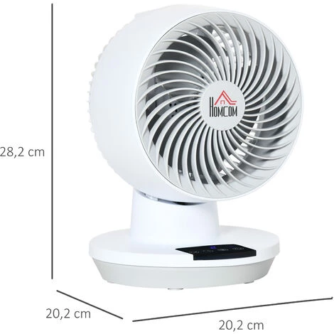 HOMCOM Ventilateur De Bureau 45W - Ventilateur De Table 3 Vitesses Silencieux Avec Timer Et Télécommande - Oscillant, Inclinable - Blanc - Blanc 5 HOMCOM Ventilateur De Bureau 45W - Ventilateur De Table 3 Vitesses Silencieux Avec Timer Et Télécommande - Oscillant, Inclinable - Blanc - Blanc – Image 3
