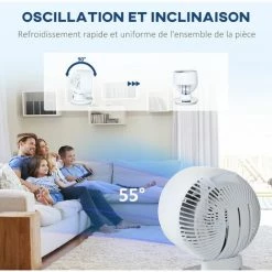 HOMCOM Ventilateur De Bureau 45W - Ventilateur De Table 3 Vitesses Silencieux Avec Timer Et Télécommande - Oscillant, Inclinable - Blanc - Blanc 11 HOMCOM Ventilateur De Bureau 45W - Ventilateur De Table 3 Vitesses Silencieux Avec Timer Et Télécommande - Oscillant, Inclinable - Blanc - Blanc -France HOMCOM Soldes 2022 53829896 5
