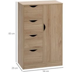 HOMCOM Meuble De Rangement Moderne 1 Porte 4 Tiroirs - Panneaux Particules Aspect Chêne Clair - Beige 9 HOMCOM Meuble De Rangement Moderne 1 Porte 4 Tiroirs - Panneaux Particules Aspect Chêne Clair - Beige -France HOMCOM Soldes 2022 53829912 3