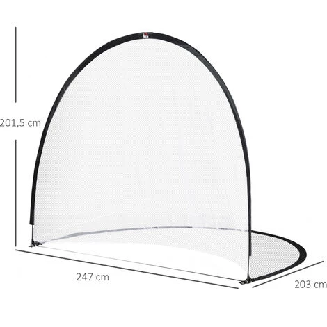 HOMCOM Cage De Foot Portable - But De Football Pliable Pop Up - Sac Rangement, Piquets Inclus - Dim. 247L X 203l X 201,5H Cm - Fibre Verre Oxford Noir - Noir 5 HOMCOM Cage De Foot Portable - But De Football Pliable Pop Up - Sac Rangement, Piquets Inclus - Dim. 247L X 203l X 201,5H Cm - Fibre Verre Oxford Noir - Noir – Image 3