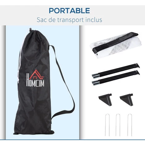 HOMCOM Cage De Foot Portable - But De Football Pliable Pop Up - Sac Rangement, Piquets Inclus - Dim. 247L X 203l X 201,5H Cm - Fibre Verre Oxford Noir - Noir 7 HOMCOM Cage De Foot Portable - But De Football Pliable Pop Up - Sac Rangement, Piquets Inclus - Dim. 247L X 203l X 201,5H Cm - Fibre Verre Oxford Noir - Noir – Image 5