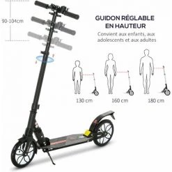 HOMCOM Trottinette Pliable Pour Adulte Enfant à Partir 14 Ans Dim. 94L X 38l X 90-104H Cm Hauteur Guidon Réglable Suspensions AV AR Roues PU Alu. Noir 11 HOMCOM Trottinette Pliable Pour Adulte Enfant à Partir 14 Ans Dim. 94L X 38l X 90-104H Cm Hauteur Guidon Réglable Suspensions AV AR Roues PU Alu. Noir -France HOMCOM Soldes 2022 53829948 5