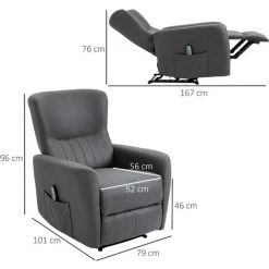 HOMCOM Fauteuil De Relaxation Inclinable 8 Points De Massage Repose-pied Ajustable Microfibre Polyester Gris 9 HOMCOM Fauteuil De Relaxation Inclinable 8 Points De Massage Repose-pied Ajustable Microfibre Polyester Gris -France HOMCOM Soldes 2022 54127695 3