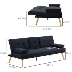 HOMCOM Canapé Convertible 3 Places Design Scandinave Inclinaison Dossier Réglable 3 Niveaux Dossier Centrale Rabattable 2 Porte-verres Bois Peuplier Polyester Anthracite 9 HOMCOM Canapé Convertible 3 Places Design Scandinave Inclinaison Dossier Réglable 3 Niveaux Dossier Centrale Rabattable 2 Porte-verres Bois Peuplier Polyester Anthracite -France HOMCOM Soldes 2022 54127746 3