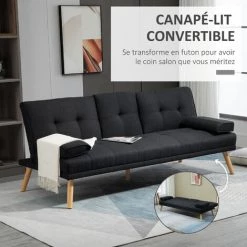HOMCOM Canapé Convertible 3 Places Design Scandinave Inclinaison Dossier Réglable 3 Niveaux Dossier Centrale Rabattable 2 Porte-verres Bois Peuplier Polyester Anthracite 10 HOMCOM Canapé Convertible 3 Places Design Scandinave Inclinaison Dossier Réglable 3 Niveaux Dossier Centrale Rabattable 2 Porte-verres Bois Peuplier Polyester Anthracite -France HOMCOM Soldes 2022 54127746 4