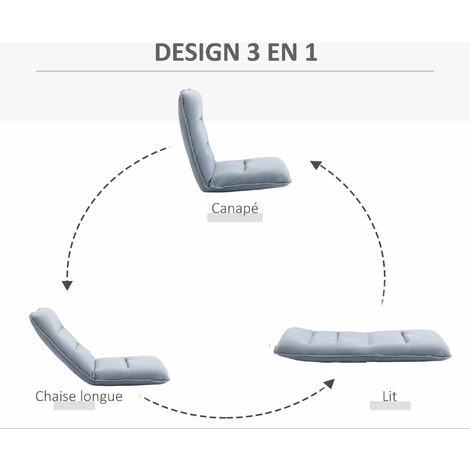 HOMCOM Fauteuil Convertible Fauteuil Paresseux Grand Confort Inclinaison Dossier Multipositions 90°-180° Métal Lin Gris Clair - Gris 6 HOMCOM Fauteuil Convertible Fauteuil Paresseux Grand Confort Inclinaison Dossier Multipositions 90°-180° Métal Lin Gris Clair - Gris – Image 4