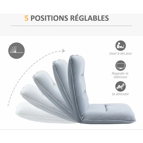 HOMCOM Fauteuil Convertible Fauteuil Paresseux Grand Confort Inclinaison Dossier Multipositions 90°-180° Métal Lin Gris Clair - Gris 7 HOMCOM Fauteuil Convertible Fauteuil Paresseux Grand Confort Inclinaison Dossier Multipositions 90°-180° Métal Lin Gris Clair - Gris – Image 5