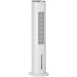 HOMCOM Ventilateur Colonne Rafraichisseur D'air 2 En 1 - Puissance 80 W - Oscillant, Silencieux - Timer, 3 Modes, 3 Vitesses - Télécommande Incluse - Blanc - Blanc