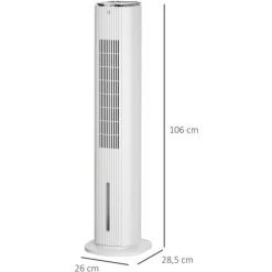 HOMCOM Ventilateur Colonne Rafraichisseur D'air 2 En 1 - Puissance 80 W - Oscillant, Silencieux - Timer, 3 Modes, 3 Vitesses - Télécommande Incluse - Blanc - Blanc 9 HOMCOM Ventilateur Colonne Rafraichisseur D'air 2 En 1 - Puissance 80 W - Oscillant, Silencieux - Timer, 3 Modes, 3 Vitesses - Télécommande Incluse - Blanc - Blanc -France HOMCOM Soldes 2022 54817228 3