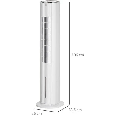HOMCOM Ventilateur Colonne Rafraichisseur D'air 2 En 1 - Puissance 80 W - Oscillant, Silencieux - Timer, 3 Modes, 3 Vitesses - Télécommande Incluse - Blanc - Blanc 5 HOMCOM Ventilateur Colonne Rafraichisseur D'air 2 En 1 - Puissance 80 W - Oscillant, Silencieux - Timer, 3 Modes, 3 Vitesses - Télécommande Incluse - Blanc - Blanc – Image 3