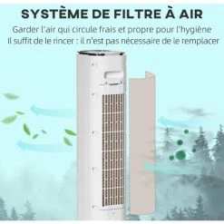 HOMCOM Ventilateur Colonne Rafraichisseur D'air 2 En 1 - Puissance 80 W - Oscillant, Silencieux - Timer, 3 Modes, 3 Vitesses - Télécommande Incluse - Blanc - Blanc 10 HOMCOM Ventilateur Colonne Rafraichisseur D'air 2 En 1 - Puissance 80 W - Oscillant, Silencieux - Timer, 3 Modes, 3 Vitesses - Télécommande Incluse - Blanc - Blanc -France HOMCOM Soldes 2022 54817228 4