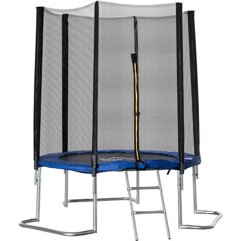 HOMCOM Trampoline Enfant Ø 2,23 × 2,3H M Filet De Sécurité Porte Zipée échelle Couvre-ressorts 6 Poteaux Rembourrés Bleu 3 HOMCOM Trampoline Enfant Ø 2,23 × 2,3H M Filet De Sécurité Porte Zipée échelle Couvre-ressorts 6 Poteaux Rembourrés Bleu
