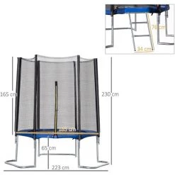 HOMCOM Trampoline Enfant Ø 2,23 × 2,3H M Filet De Sécurité Porte Zipée échelle Couvre-ressorts 6 Poteaux Rembourrés Bleu 9 HOMCOM Trampoline Enfant Ø 2,23 × 2,3H M Filet De Sécurité Porte Zipée échelle Couvre-ressorts 6 Poteaux Rembourrés Bleu -France HOMCOM Soldes 2022 54817264 3