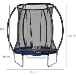 HOMCOM Trampoline Enfant Ø 2,25 × 2,35H M Filet De Sécurité Porte Zipée Couvre-ressorts 6 Poteaux Rembourrés Incurvés Bleu -France HOMCOM Soldes 2022 54817265 3