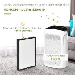 HOMCOM Filtre Pour Purificateur D'air Réf. 823-019 - Filtre 3 En 1 Avec Filtre à Charbon Actif, Filtre HEPA - Blanc Noir - Noir 11 HOMCOM Filtre Pour Purificateur D'air Réf. 823-019 - Filtre 3 En 1 Avec Filtre à Charbon Actif, Filtre HEPA - Blanc Noir - Noir -France HOMCOM Soldes 2022 55776787 5