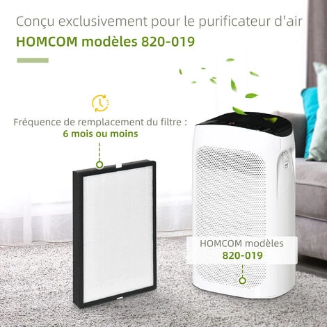 HOMCOM Filtre Pour Purificateur D'air Réf. 823-019 - Filtre 3 En 1 Avec Filtre à Charbon Actif, Filtre HEPA - Blanc Noir - Noir 7 HOMCOM Filtre Pour Purificateur D'air Réf. 823-019 - Filtre 3 En 1 Avec Filtre à Charbon Actif, Filtre HEPA - Blanc Noir - Noir – Image 5