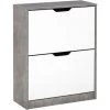 HOMCOM Armoire à Chaussures Meuble à Chaussures Dim. 62L X 26l X 81H Cm 2 Portes Abattantes Blanc Effet Béton Ciré -France HOMCOM Soldes 2022 56481213 1