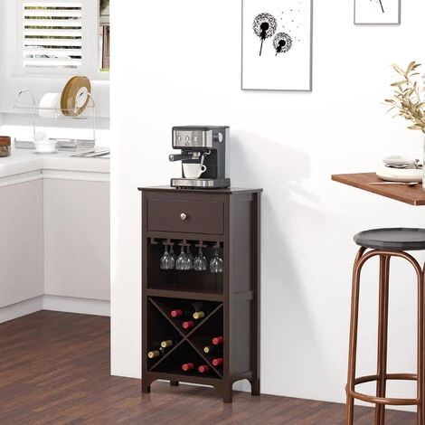 HOMCOM Casier à Vin Design Industriel étagère à Bouteilles 12 Bouteilles Support Verres à Vin Intégré MDF Brun Foncé - Marron 4 HOMCOM Casier à Vin Design Industriel étagère à Bouteilles 12 Bouteilles Support Verres à Vin Intégré MDF Brun Foncé - Marron – Image 2