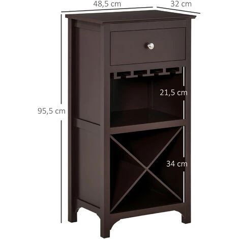 HOMCOM Casier à Vin Design Industriel étagère à Bouteilles 12 Bouteilles Support Verres à Vin Intégré MDF Brun Foncé - Marron 5 HOMCOM Casier à Vin Design Industriel étagère à Bouteilles 12 Bouteilles Support Verres à Vin Intégré MDF Brun Foncé - Marron – Image 3