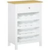 HOMCOM Meuble Range-bouteilles Capacité 16 Bouteilles - Tiroir - Dim. 55L X 30l X 80H Cm - MDF Blanc Aspect Chêne Clair - Blanc -France HOMCOM Soldes 2022 56841920 1