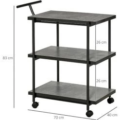 HOMCOM Desserte Chariot De Cuisine à Roulettes 3 Niveaux - Dim. 70L X 40l X 83H Cm - Métal Noir MDF Effet Béton Ciré 9 HOMCOM Desserte Chariot De Cuisine à Roulettes 3 Niveaux - Dim. 70L X 40l X 83H Cm - Métal Noir MDF Effet Béton Ciré -France HOMCOM Soldes 2022 56841924 3
