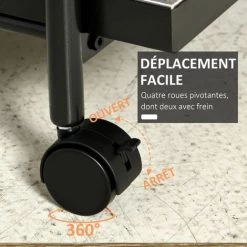 HOMCOM Desserte Chariot De Cuisine à Roulettes 3 Niveaux - Dim. 70L X 40l X 83H Cm - Métal Noir MDF Effet Béton Ciré 11 HOMCOM Desserte Chariot De Cuisine à Roulettes 3 Niveaux - Dim. 70L X 40l X 83H Cm - Métal Noir MDF Effet Béton Ciré -France HOMCOM Soldes 2022 56841924 5