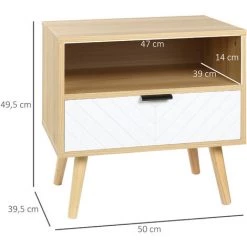 HOMCOM Chevet Table De Nuit Design Scandinave Tiroir + Niche Bois Pin Panneaux Particules Motif Chevrons Blanc Aspect Chêne Clair - Beige 9 HOMCOM Chevet Table De Nuit Design Scandinave Tiroir + Niche Bois Pin Panneaux Particules Motif Chevrons Blanc Aspect Chêne Clair - Beige -France HOMCOM Soldes 2022 56841943 3